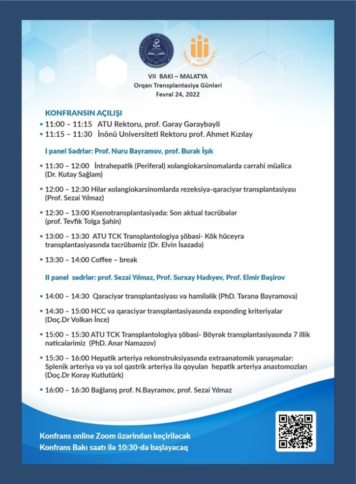 BAKI-MALATYA Orqan Transplantasiyası günlərinin 7-cisi 24 fevral 2022 tarixində keçiriləcək
